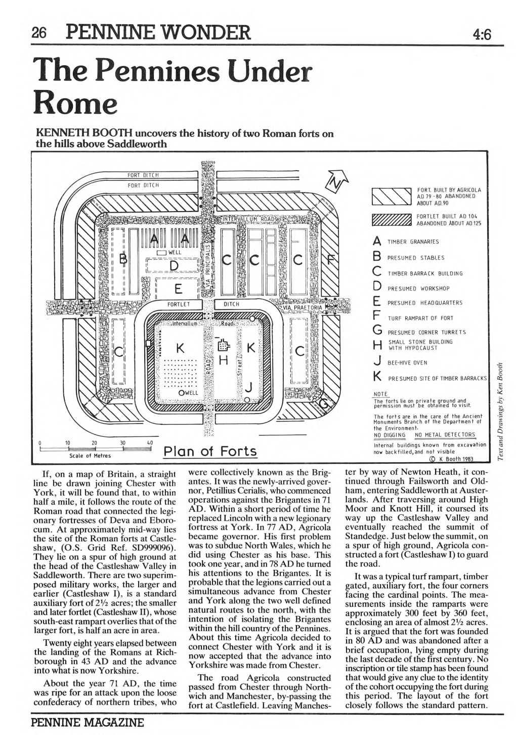 The Pennines Under Rome KENNETH BOOTH Uncovers the History of Two Roman Forts on the Hills Above Saddleworth