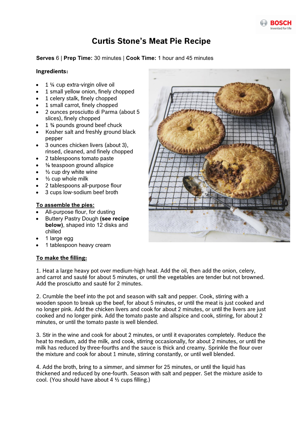 Curtis Stone's Meat Pie Recipe