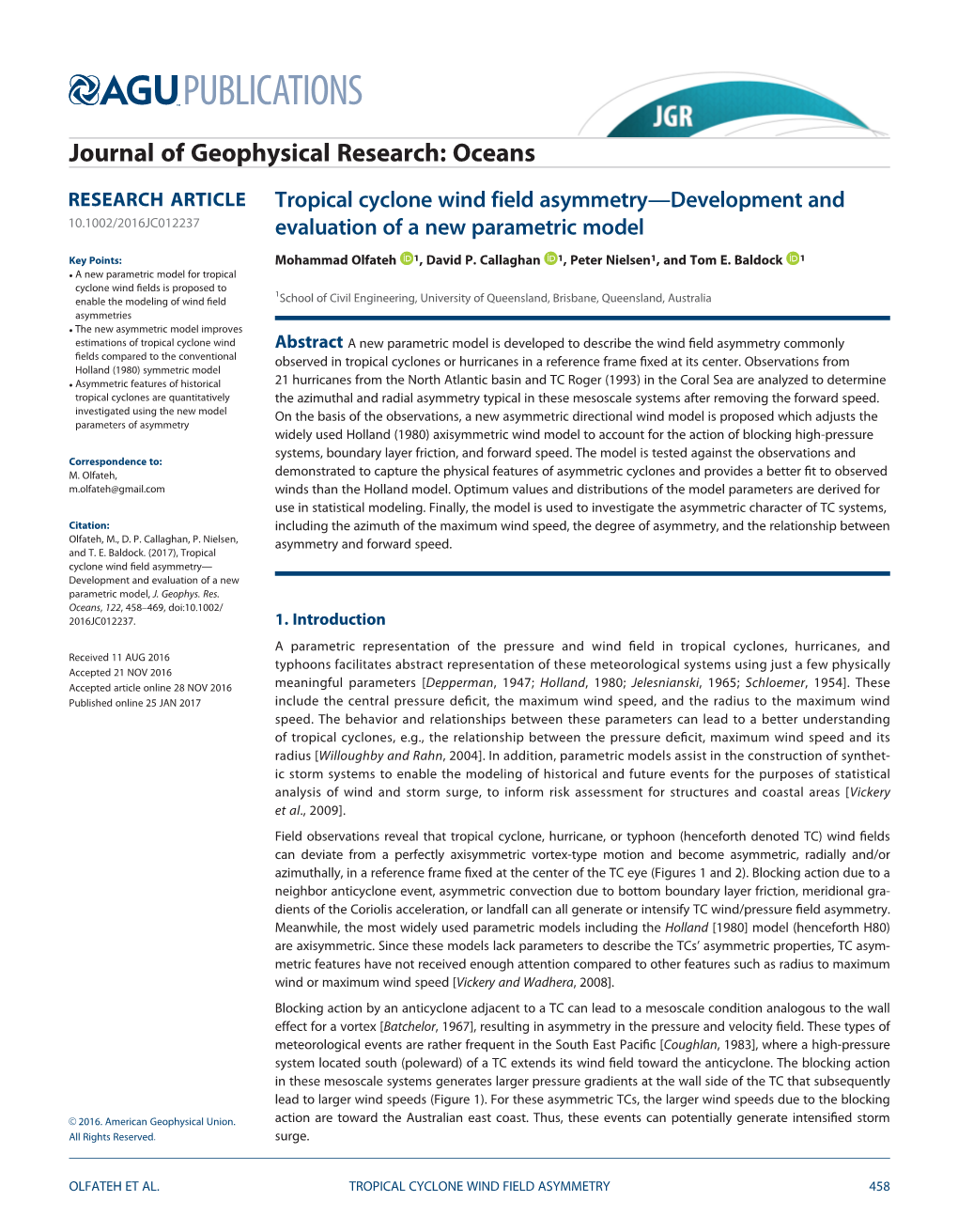 Tropical Cyclone Wind Field Asymmetry Development and Evaluation of A