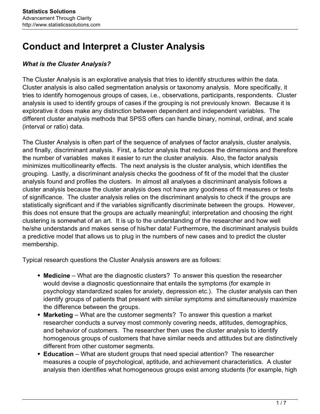 Conduct and Interpret a Cluster Analysis