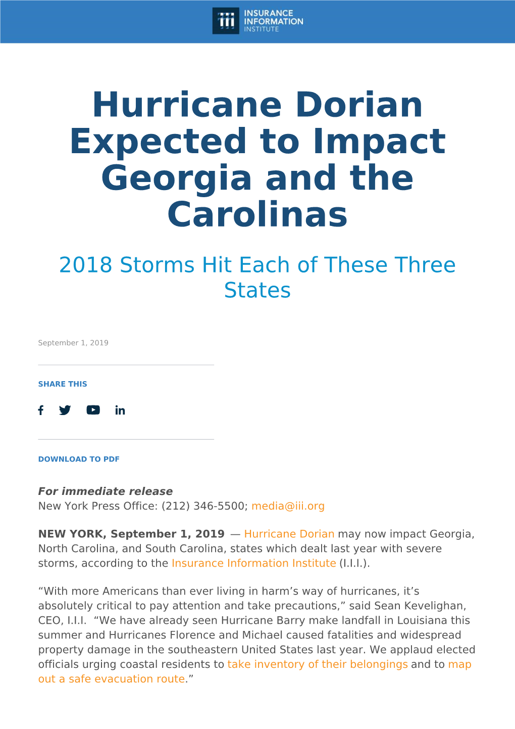 Hurricane Dorian Expected Hurricane