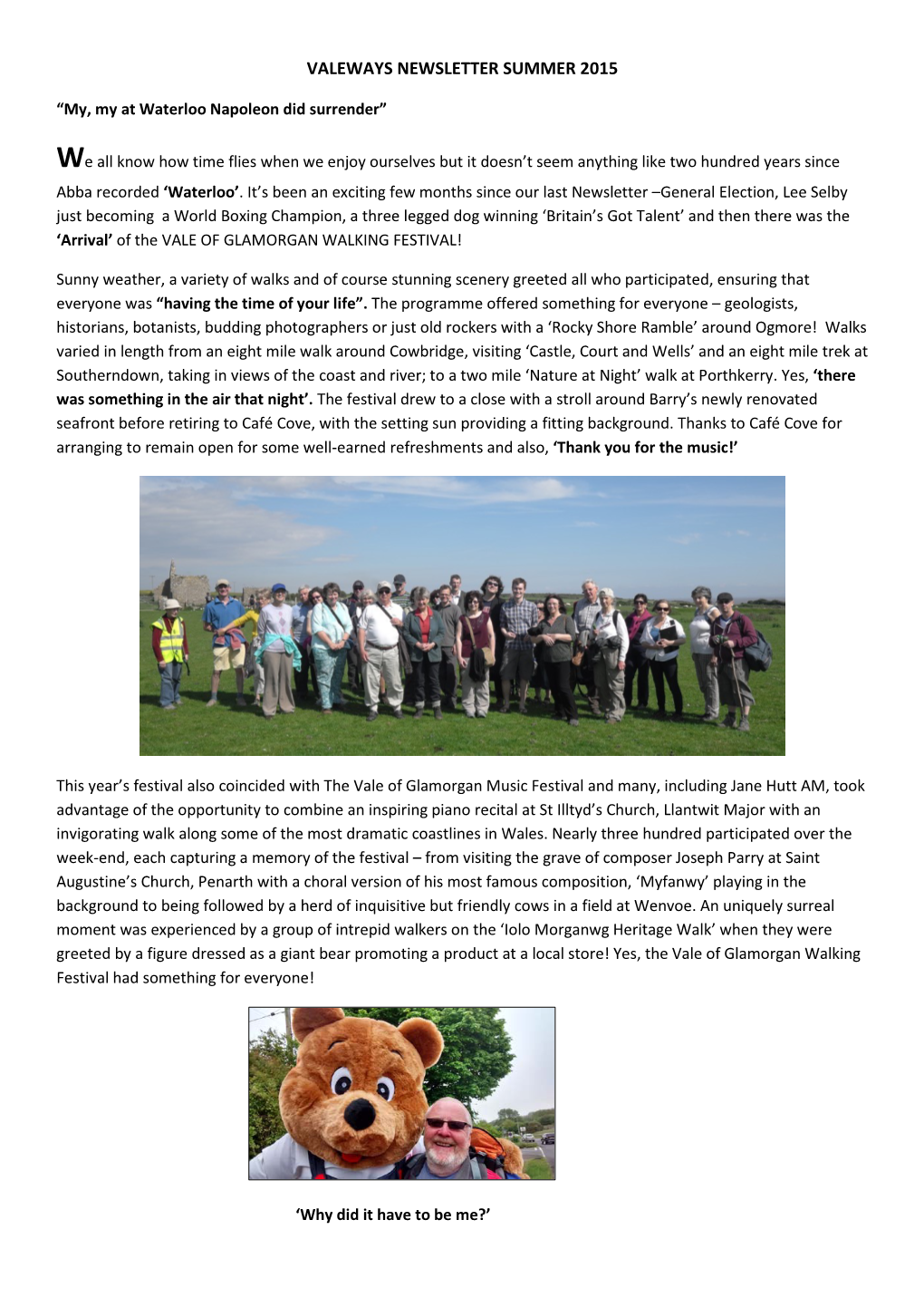 To Read Valeways Newsletter Summer 2015