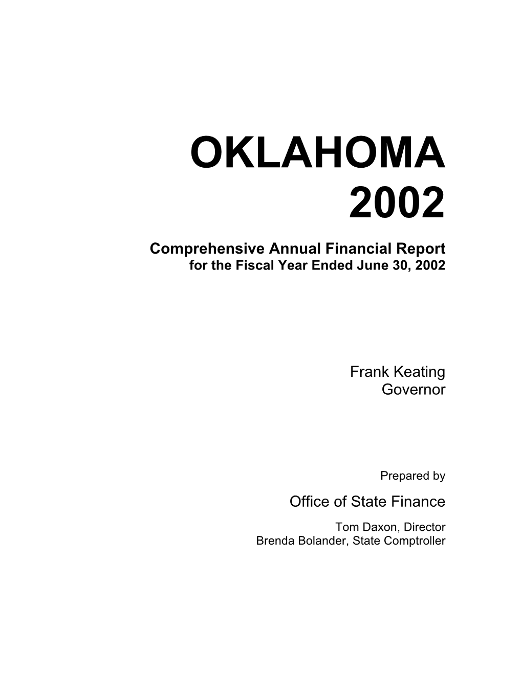 State of Oklahoma Comprehensive