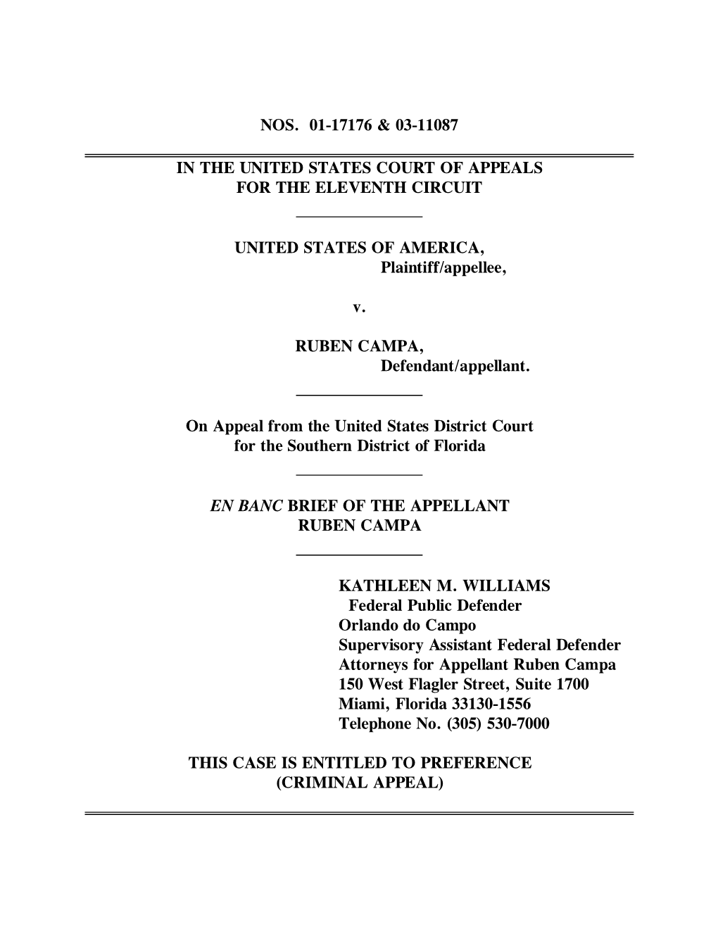 Nos. 01-17176 & 03-11087 in the United States Court Of