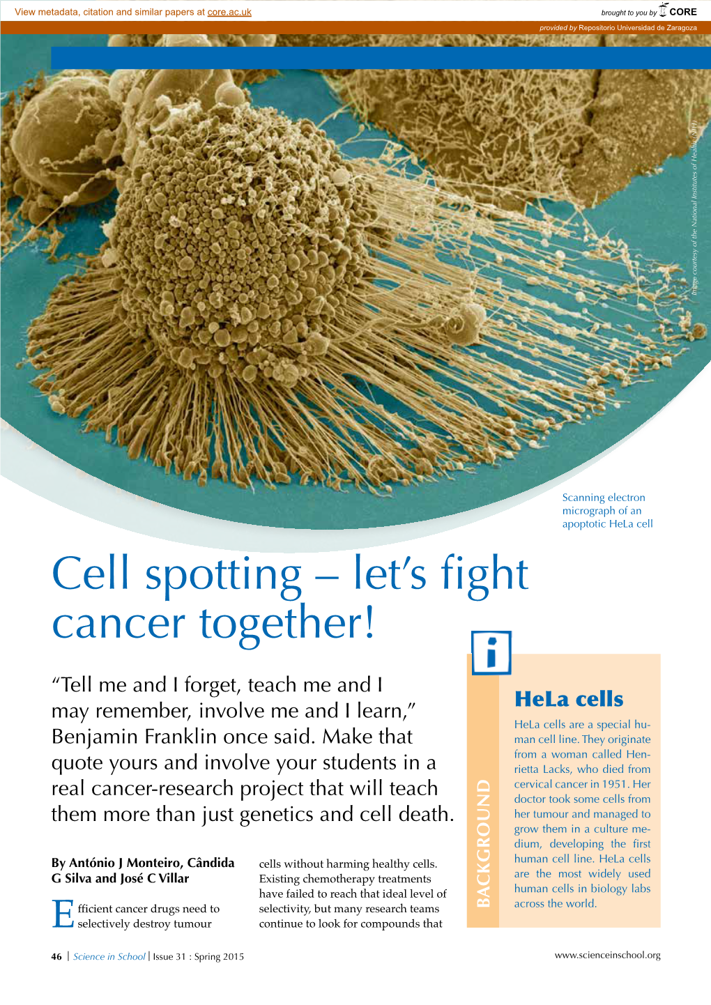 Cell Spotting – Let’S Fight Cancer Together!