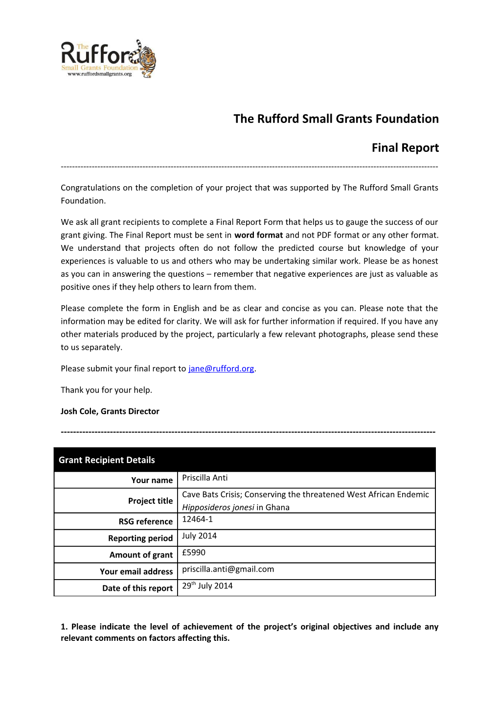 The Rufford Small Grants Foundation s22