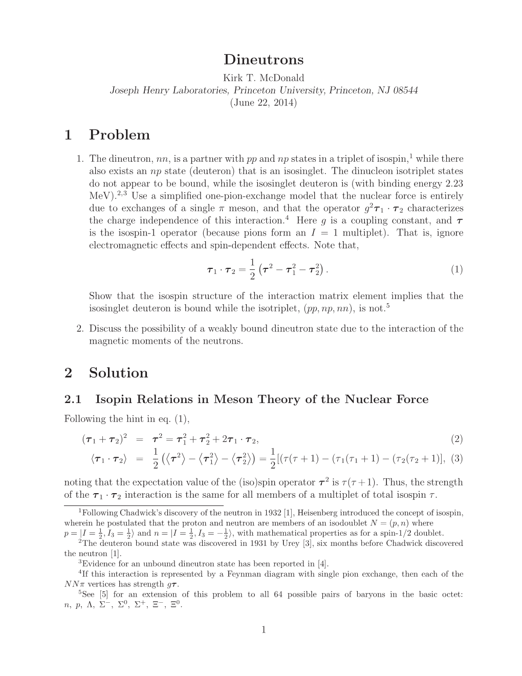 Dineutrons 1 Problem 2 Solution