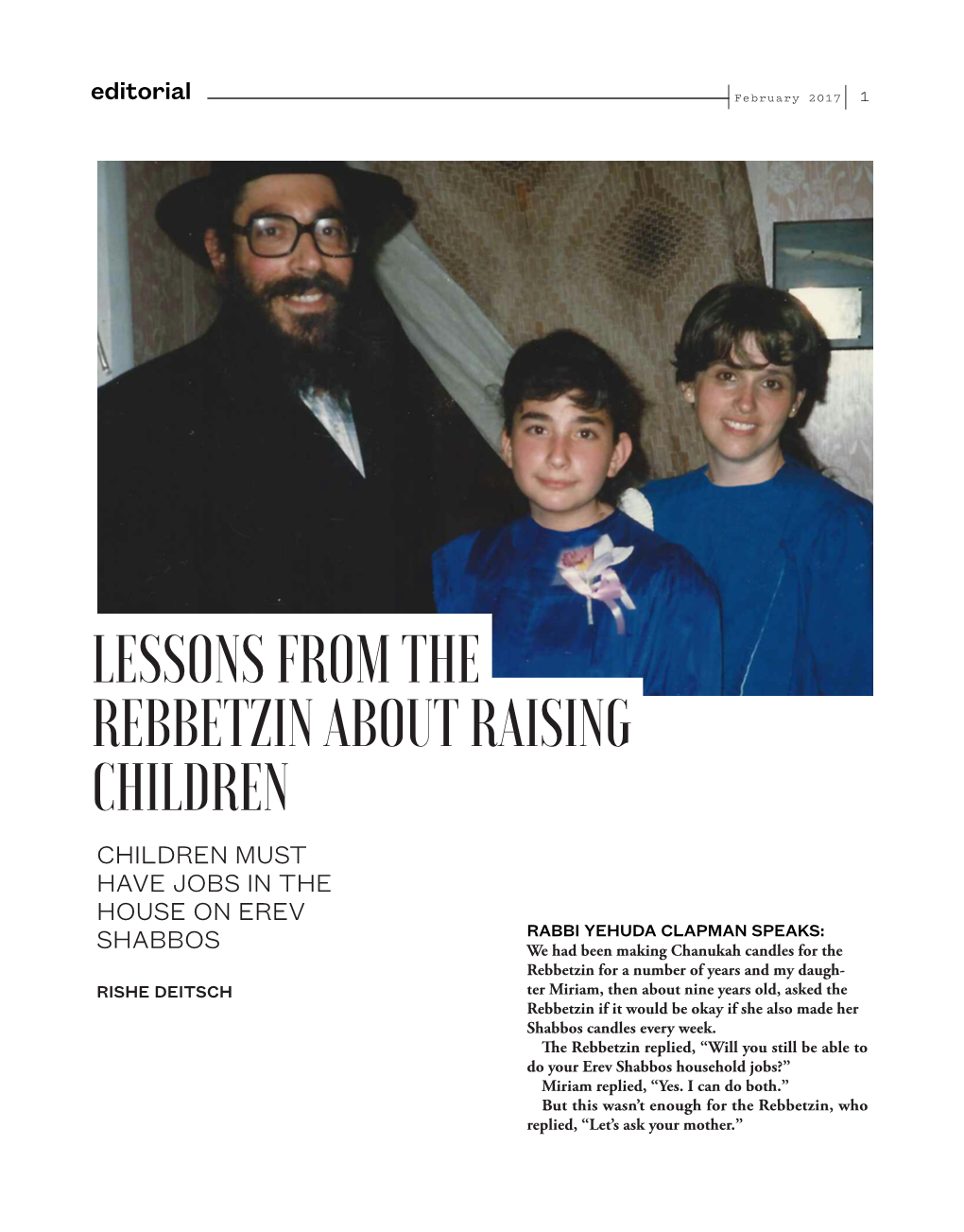 Lessons from the Rebbetzin About Raising Children