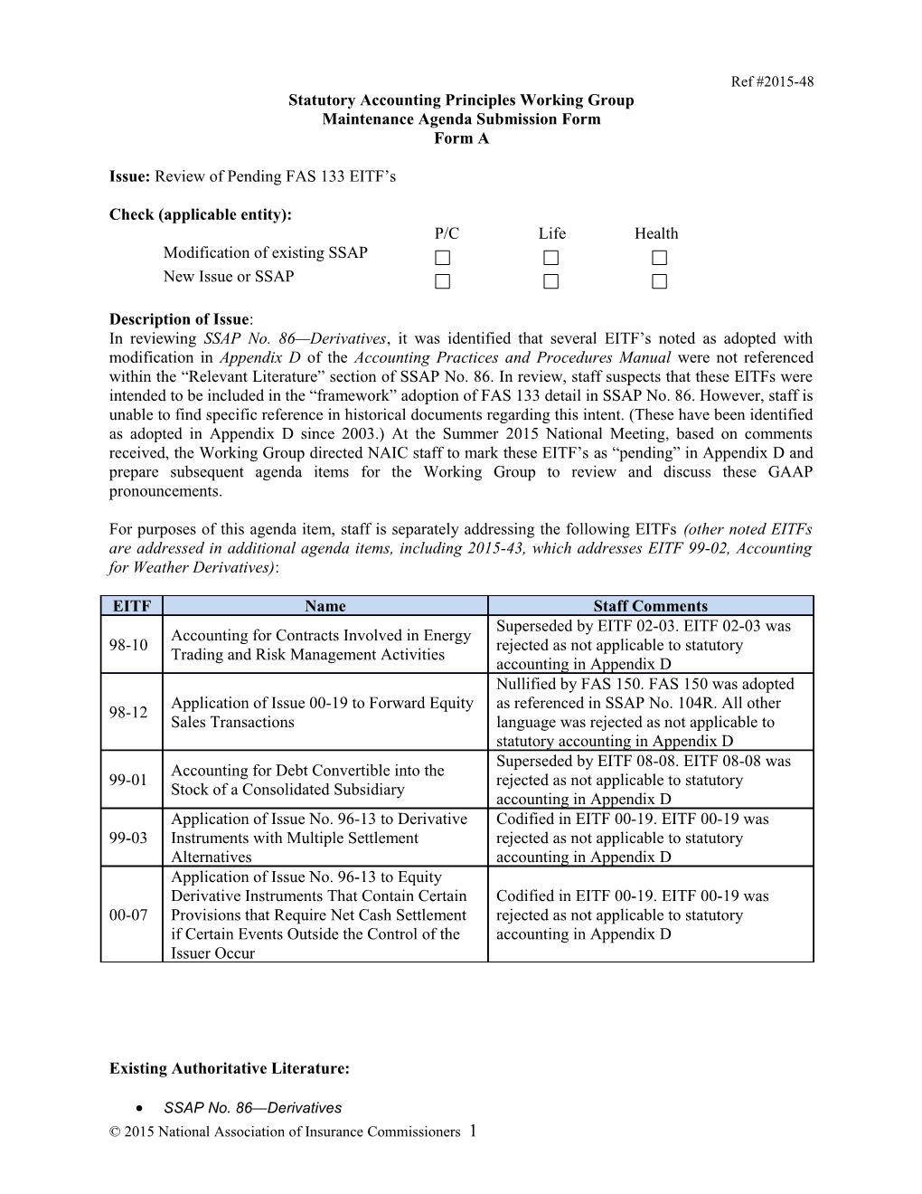 Statutory Accounting Principles Working Group s5