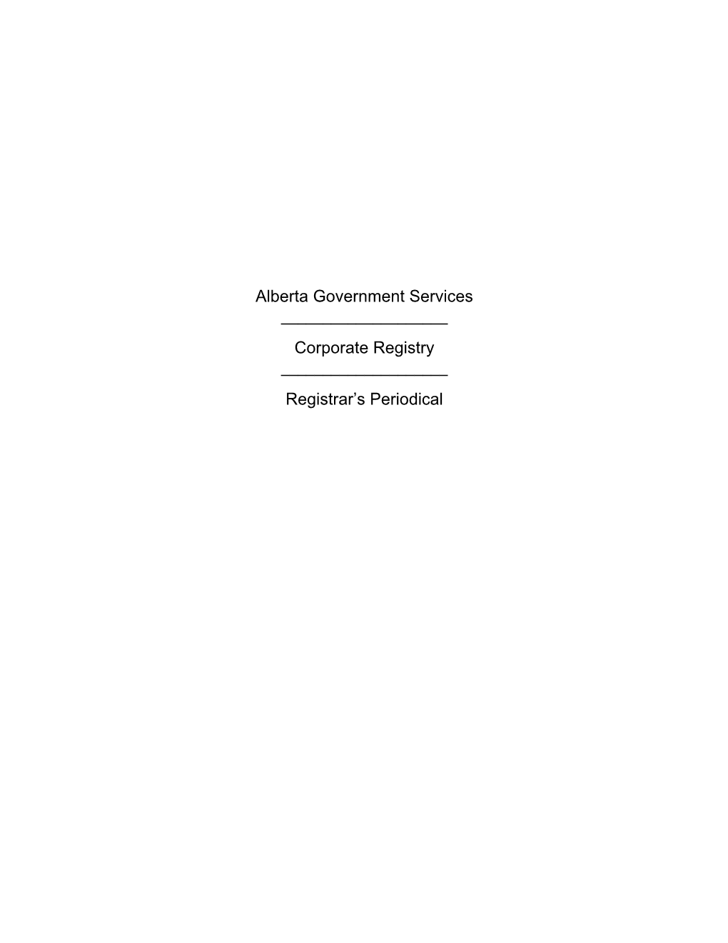 Corporate Registry Registrar's Periodical Template