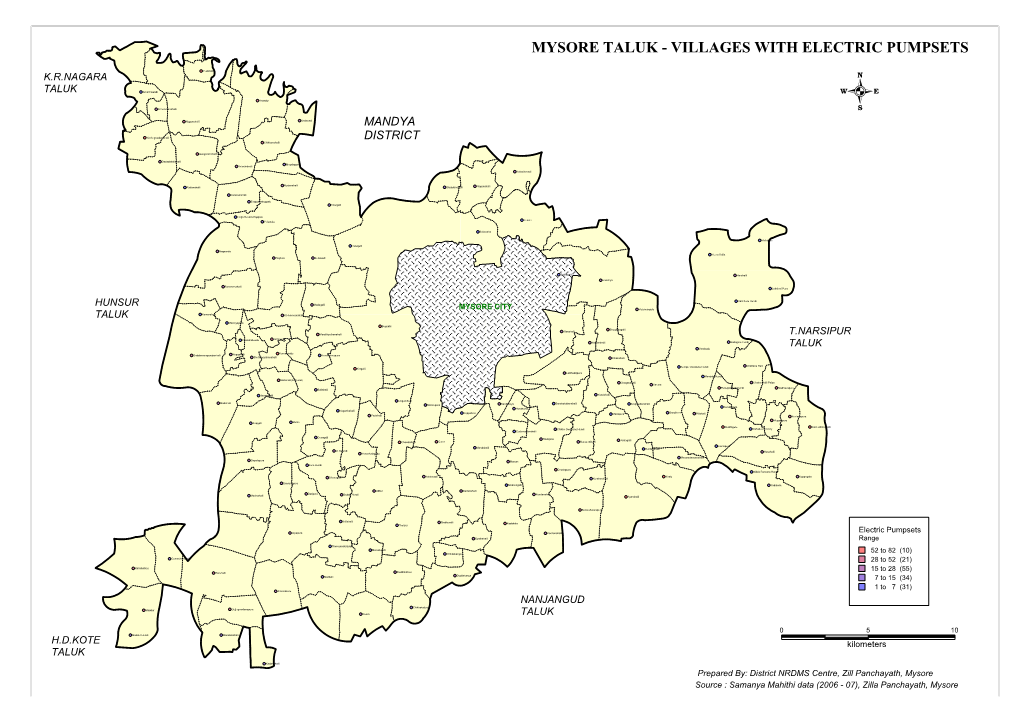 Mysore Taluk - Villages with Electric Pumpsets