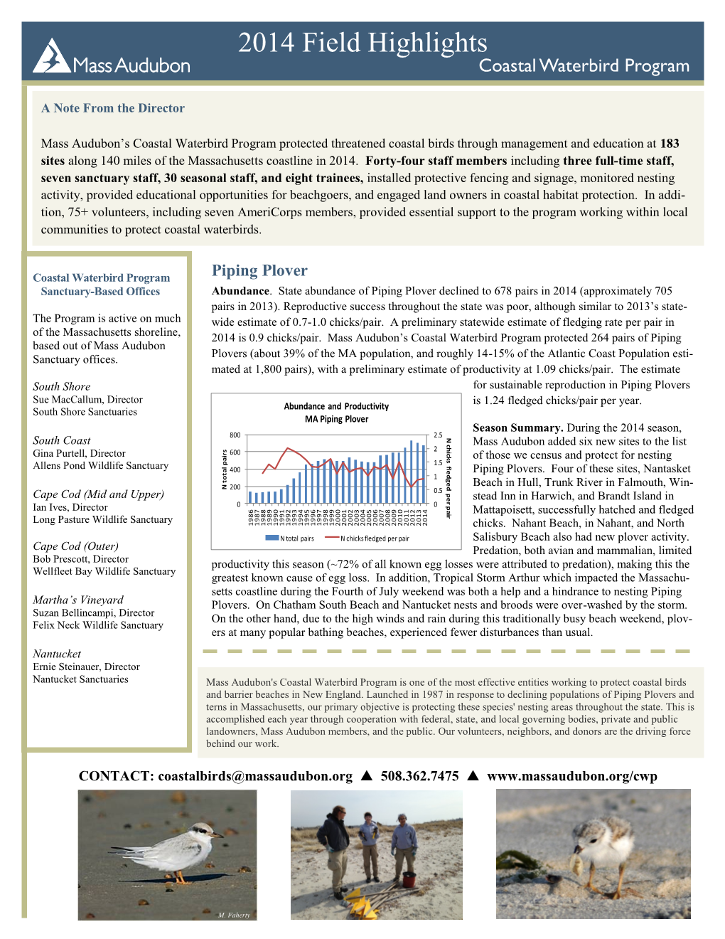 2014 Field Highlights Coastal Waterbird Program