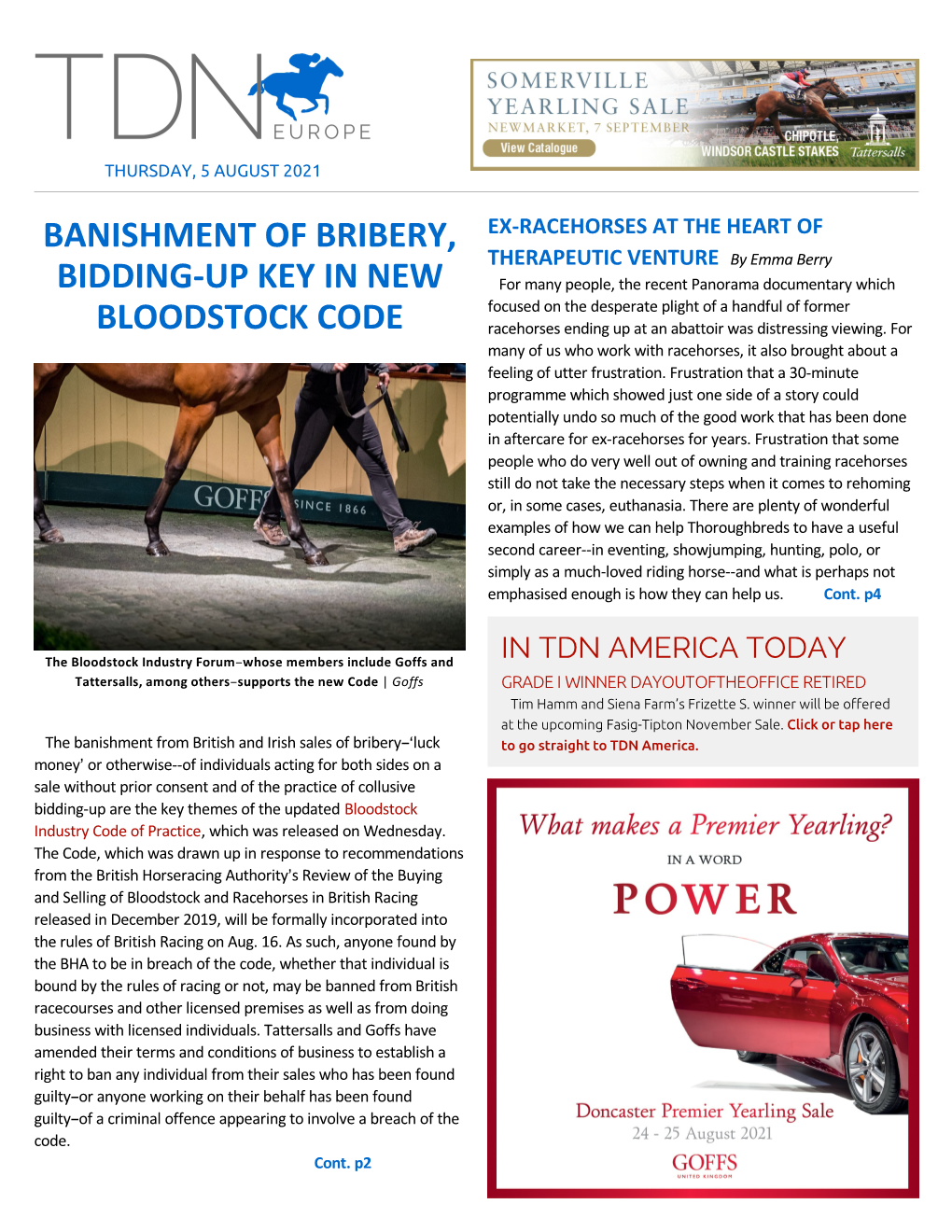 Banishment of Bribery, Bidding-Up Key in New Bloodstock Code