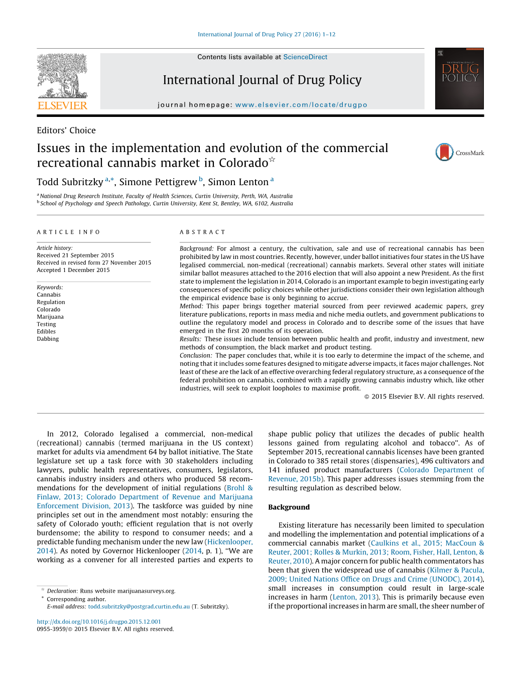 Issues in the Implementation and Evolution of the Commercial