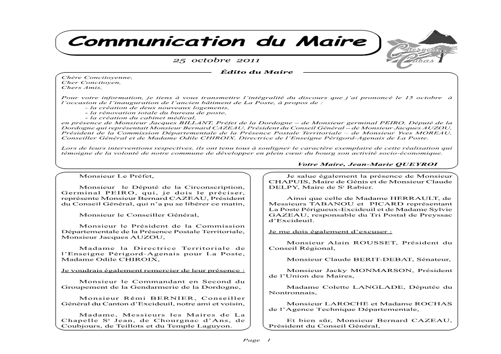 Communication Du Maire