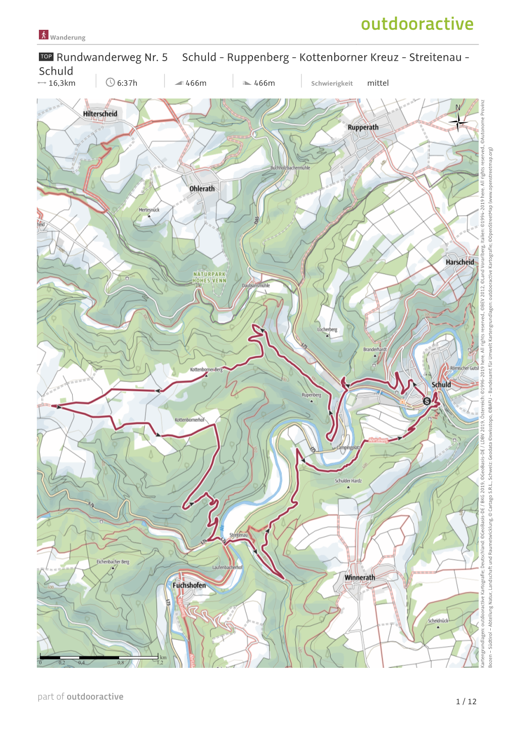 Rundwanderweg Nr. 5 Schuld - Ruppenberg - Kottenborner Kreuz - Streitenau - Schuld 16,3Km 6:37H 466M 466M Schwierigkeit Mittel