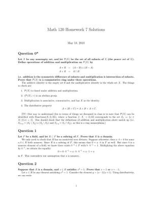 Math 120 Homework 7 Solutions