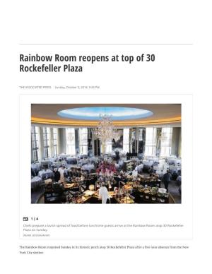 Rainbow Room Reopens at Top of 30 Rockefeller Plaza