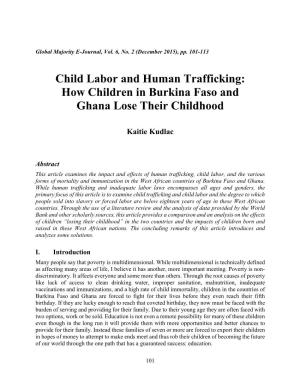 Child Labor and Human Trafficking: How Children in Burkina Faso and Ghana Lose Their Childhood