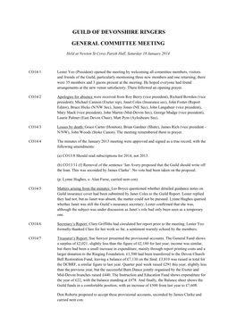 Minutes of the 2014 Committee Meeting