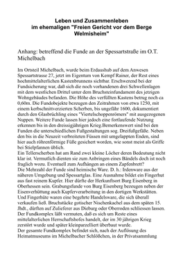 Anhang: Betreffend Die Funde an Der Spessartstraße Im O.T. Michelbach