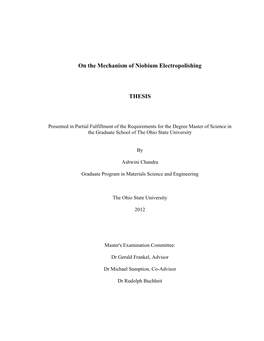 Understanding the Mechanism for Electropolishing of Niobium And