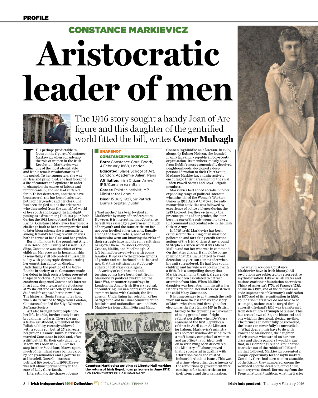 The 1916 Story Sought a Handy Joan of Arc Figure and This Daughter of the Gentrified World Fitted the Bill, Writes Conor Mulvagh