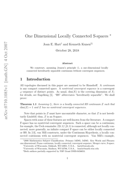 One Dimensional Locally Connected S-Spaces