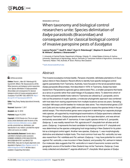 When Taxonomy and Biological Control Researchers Unite: Species