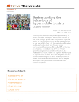 Understanding the Behaviour of Hypermobile Tourists Ongoing Research
