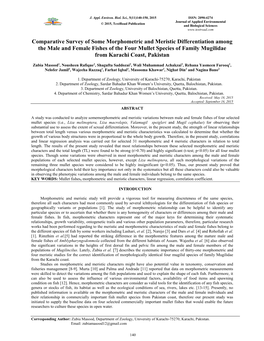 Comparative Survey of Some Morphometric and Meristic