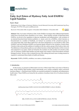 Fatty Acyl Esters of Hydroxy Fatty Acid (FAHFA)