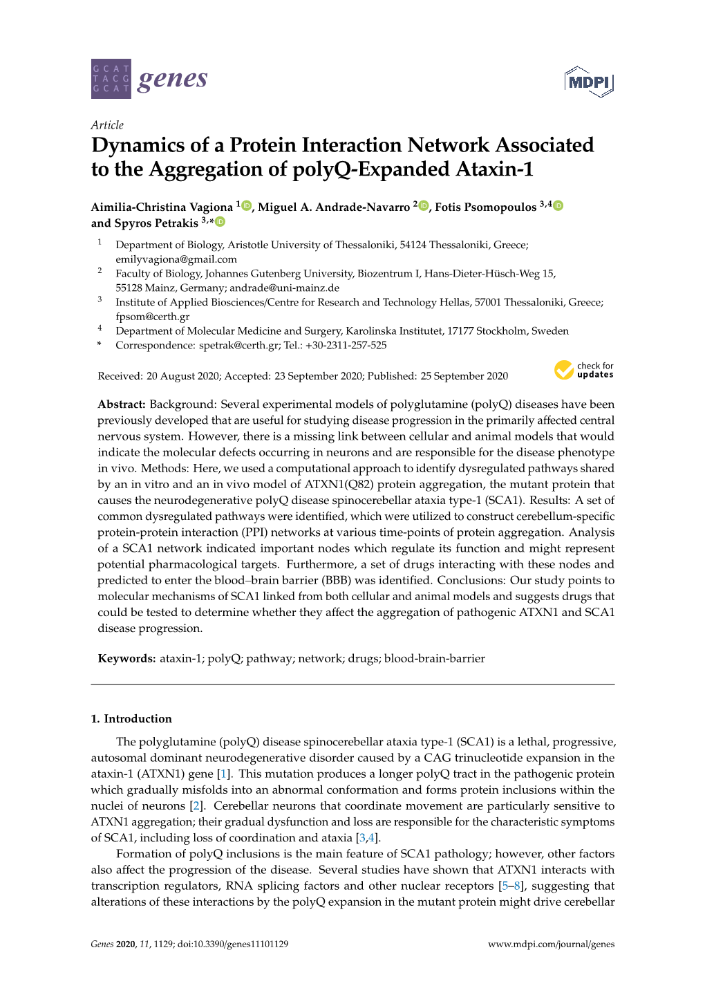 Dynamics of a Protein Interaction Network Associated to the Aggregation of Polyq-Expanded Ataxin-1