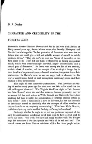Character and Credibility in the Forsyte Saga