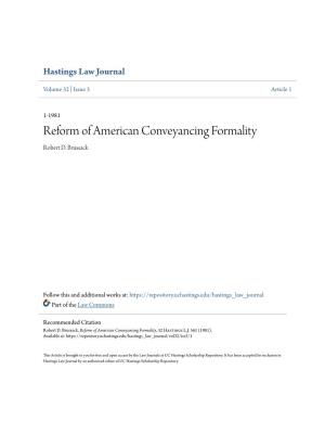 Reform of American Conveyancing Formality Robert D