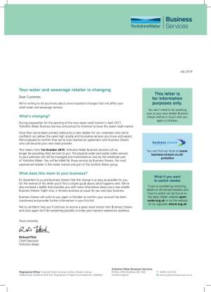 Your Water and Sewerage Retailer Is Changing This Letter Is For