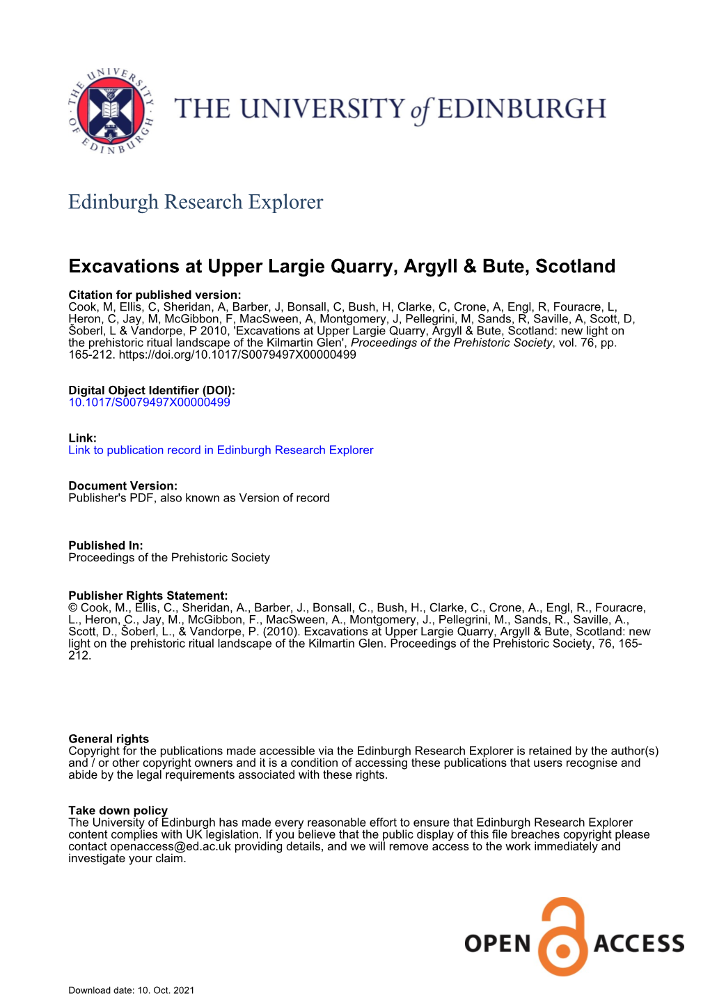 Excavations at Upper Largie Quarry, Argyll & Bute, Scotland