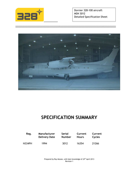 Dornier MSN 3012 328 Specification