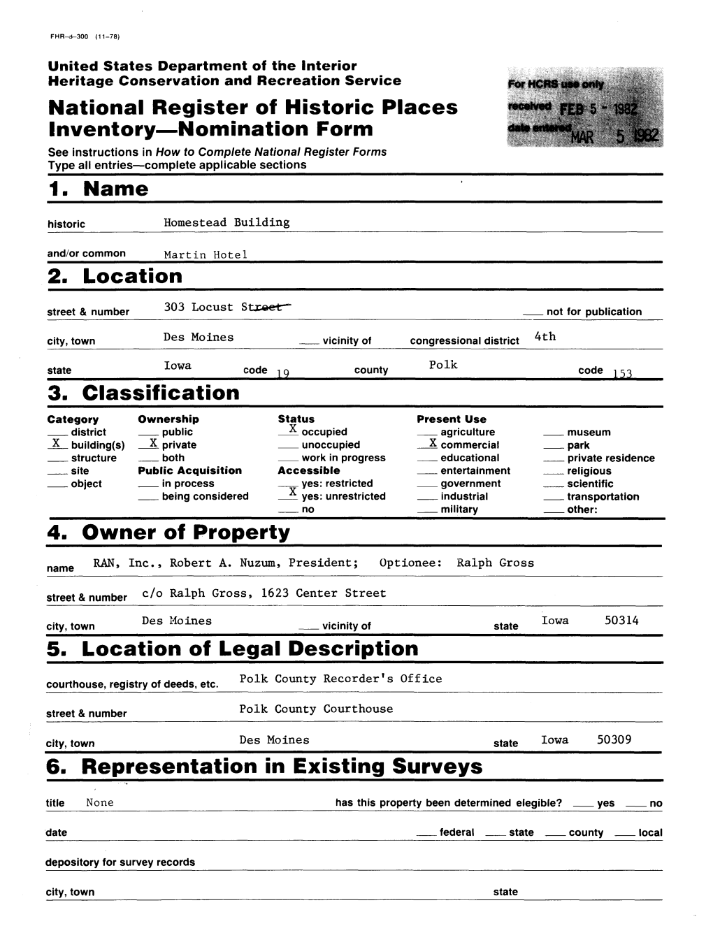 National Register of Historic Places Inventory—Nomination Form 1