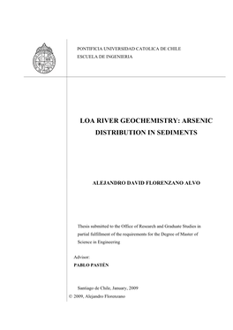 Loa River Geochemistry: Arsenic Distribution in Sediments