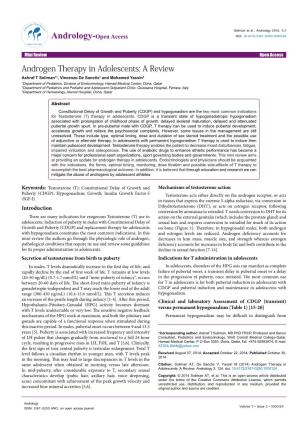 Androgen Therapy in Adolescents: a Review
