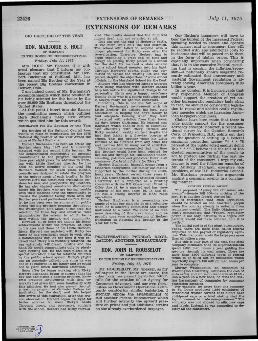 EXTENSIONS of REMARKS July 11, 1975 EXTENSIONS of REMARKS BIG BROTHER of the YEAR Ated