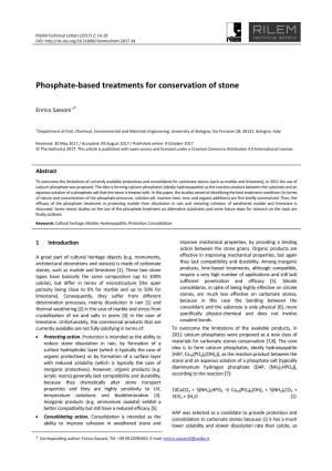 Phosphate-Based Treatments for Conservation of Stone