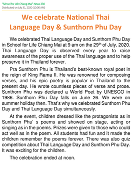 We Celebrate National Thai Language Day & Sunthorn Phu