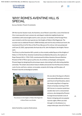 Why Rome's Aventine Hill Is Special