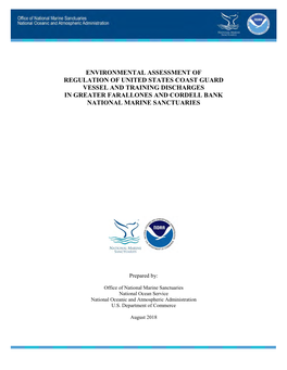 Environmental Assessment of Regulation of United States Coast Guard Vessel and Training Discharges in Greater Farallones and Cordell Bank National Marine Sanctuaries