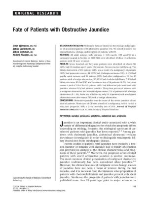 Fate of Patients with Obstructive Jaundice