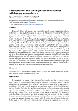 Superinjection of Holes in Homojunction Diodes Based on Wide-Bandgap Semiconductors