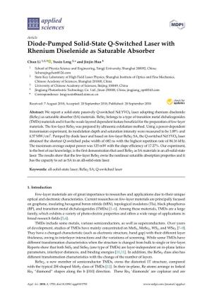 Diode-Pumped Solid-State Q-Switched Laser with Rhenium Diselenide As Saturable Absorber