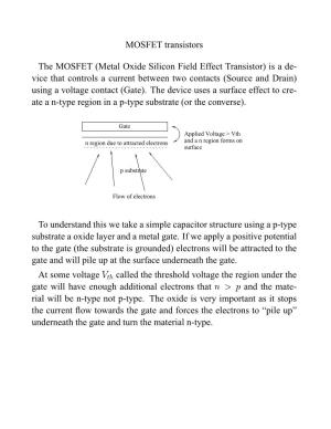 MOSFET Transistors the MOSFET (Metal Oxide Silicon Field Effect